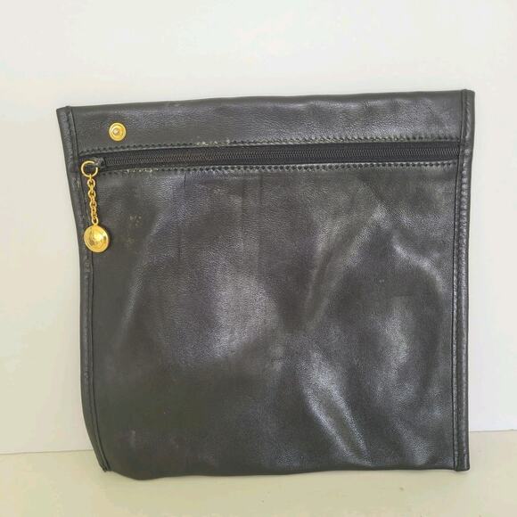 Gucci Vintage Pocket Replacement Pouch Small Black Smooth Leather Zip Designer - Picture 1 of 8
